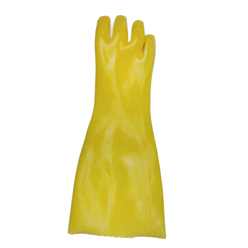 Yellow pvc chemical rersistant gloves