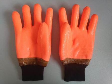 Cold Weather Hi Vis Orange PVC Coated Insulated Gloves
