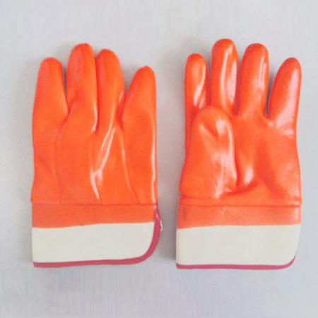 Warmer Handschuh aus orangefarbenem PVC