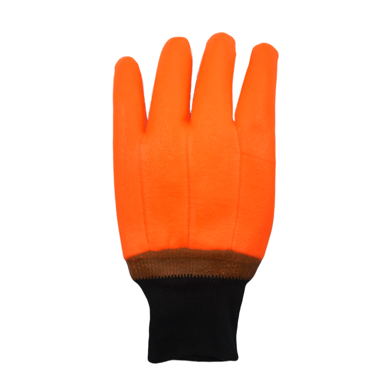 Fluorescent Orange PVC coated gloves sandy finish.jpg