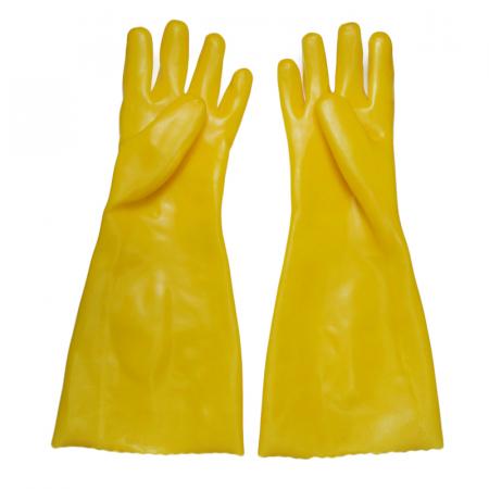PVC coated gloves smooth finish cotton linning 45cm