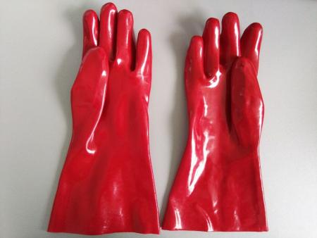 Rote Einzeltauch-PVC-Handschuhe