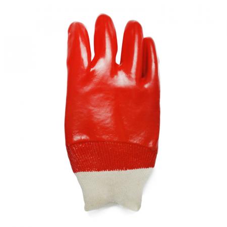 PVC Handschuh K/W Glatte Handfläche Rot