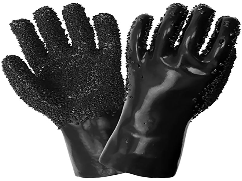 Schwarze PVC-beschichtete Handschuhe mit PVC-Chips.jpg