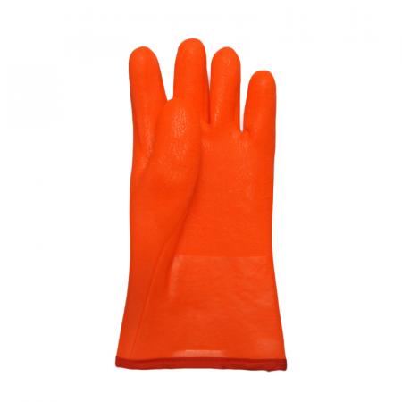 Cold weather pvc orange warm gloves insulated liner