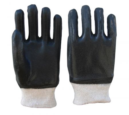 Jersey Liner Double-Coated with Black PVC Chemical Handling Gloves