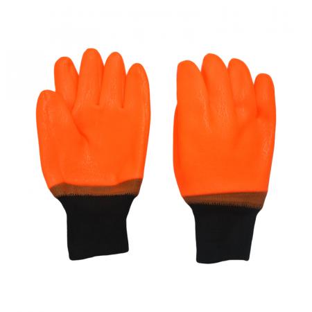 Kaltes Wetter Hi Vis Orange PVC beschichtete isolierte Handschuhe