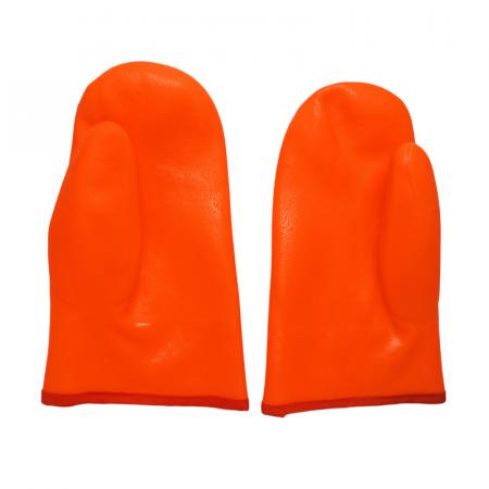 Orange pvc mitten glove foam insulated liner