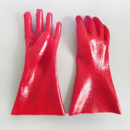 red rough finish gloves