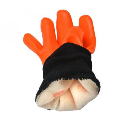 Fluoreszierende Orange PVC beschichtete Handschuhe sandiges Finish