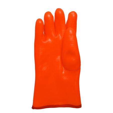 Fluorescent Orange PVC Work Coated Gloves