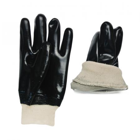 Black PVC Work Glove Knit Wrist Single Dipped