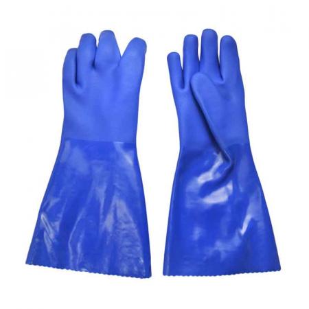 Blaue Flanellette gefüttert mit fettdichten Handschuhen