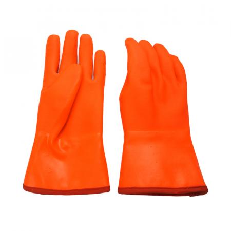 Orange PVC Handschuhe Bleech Baumwollschaumstoff Polyster Liner