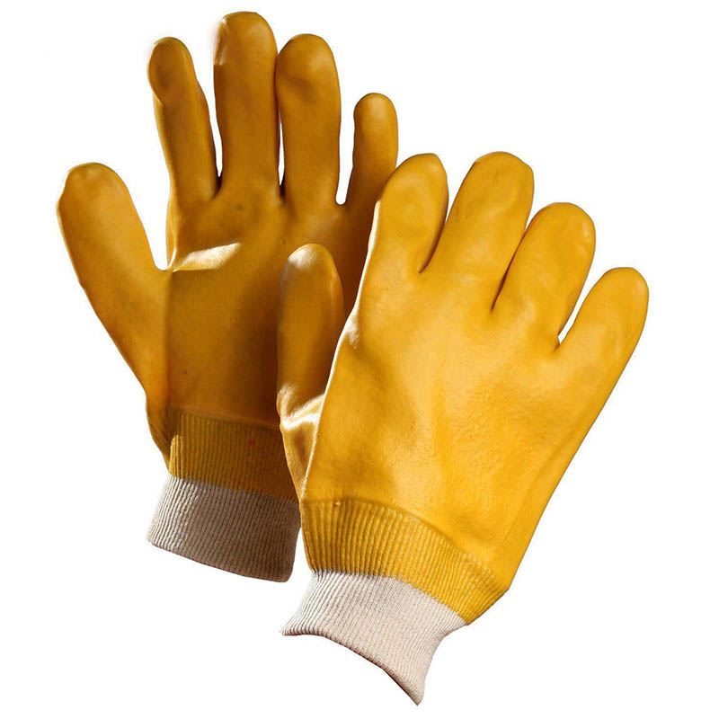 PVC-beschichtete Handschuhe mit gelber Farbe 