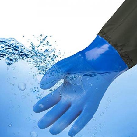 Wasserdichter PVC-beschichteter Handschuh mit langer Manschette