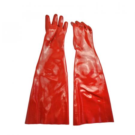 Long PVC chemical gloves interlock liner smooth finish