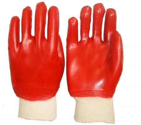 PVC Coated Industrial Chemical Resistant Working Gloves Seamless Cotton Liner
