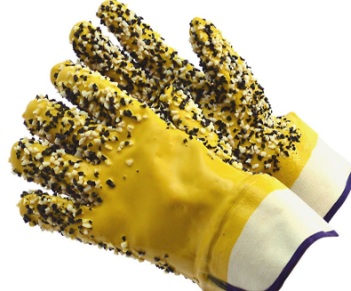 PVC-beschichtete Handschuhe mit schwarzen und weißen Chips