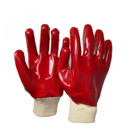 Красные ПВХ покрытие Промышленные химически стойкие защитные рабочие перчатки 