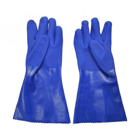 Guantes químicos de PVC acabado arena azul 35cm