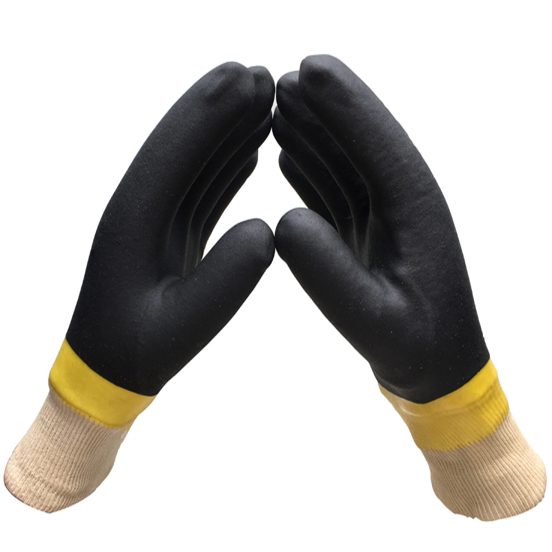 PVC-beschichtete Handschuhe mit schwarzer Farbe