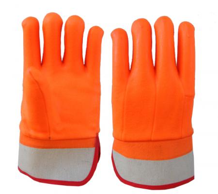 Sicherheit Orange PVC beschichtete Handschuhe wasserdicht 28cm