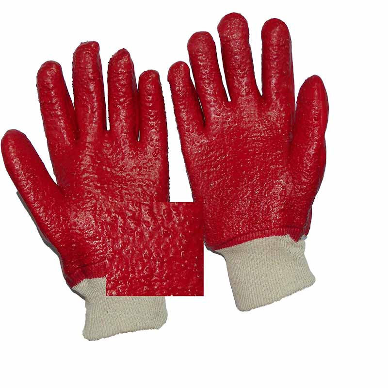 Red PVC Coated Gloves With Terry Liner