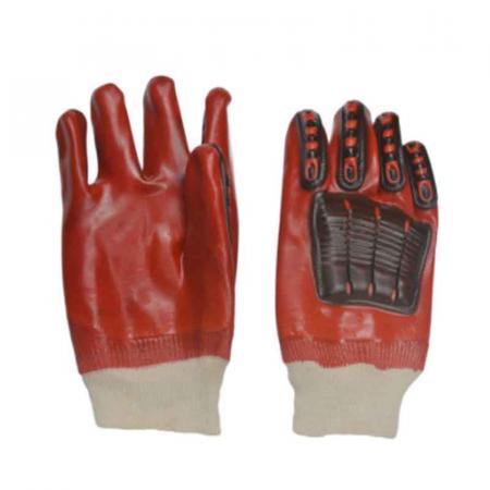 Rote PVC-beschichtete Handschuhe TPR mit Hand