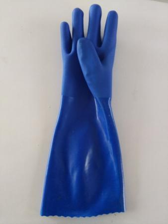 ПВХ Синие перчатки с покрытием из ПВХ