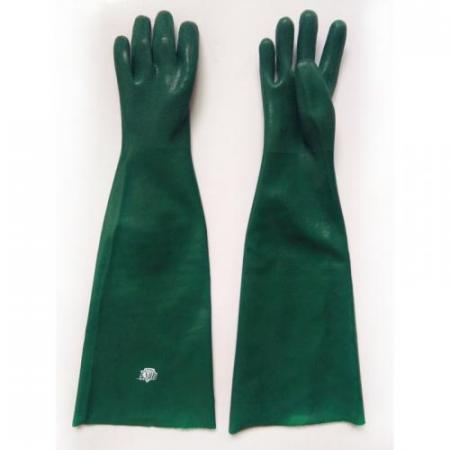 Зеленые перчатки с ПВХ покрытием