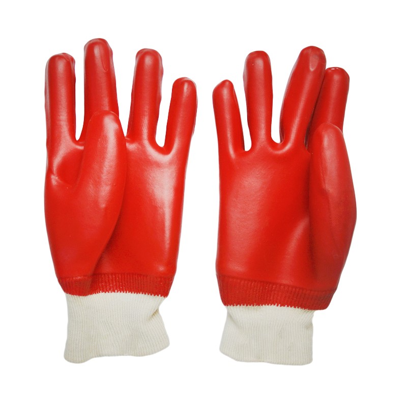 red pvc gloves